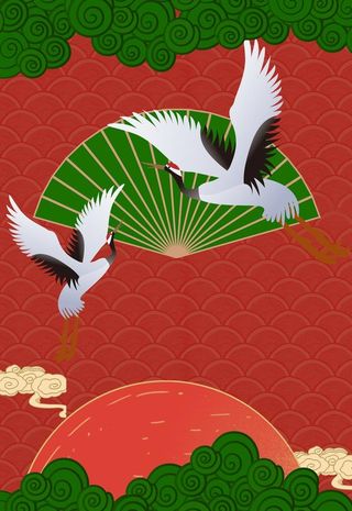 手绘国潮风背景中式海报图片