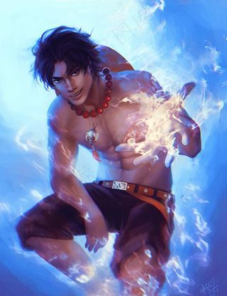 海贼王火拳艾斯同人手绘壁纸图片