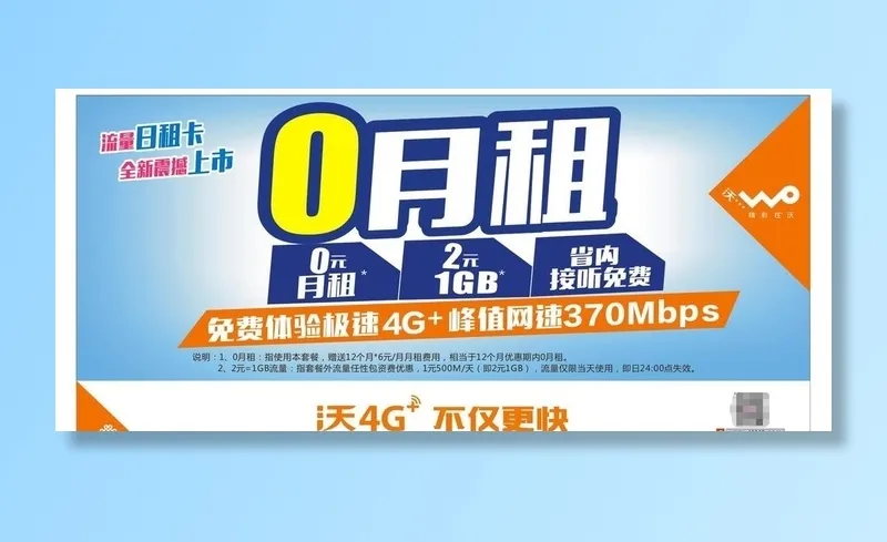 中国联通流量日租卡海报图片cdr矢量模版下载
