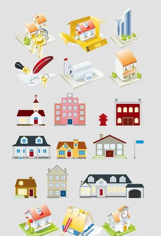 AI矢量建筑房子图片