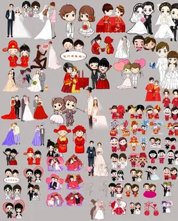 卡通新郎新娘图片