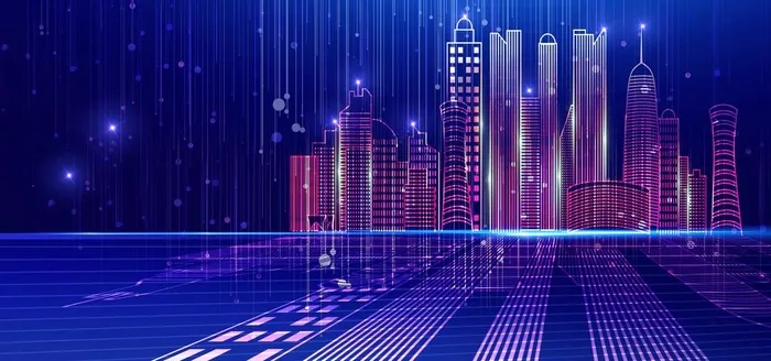 蓝色城市线条未来背景海报素材图片