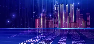 蓝色城市线条未来背景海报素材图片