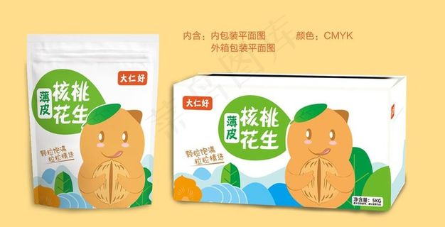 卡通核桃花生包装 平面图图片
