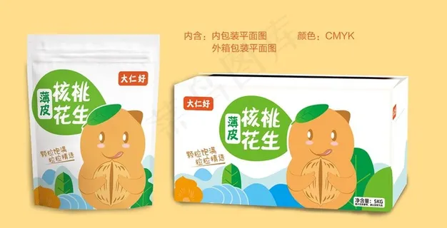 卡通核桃花生包装 平面图图片