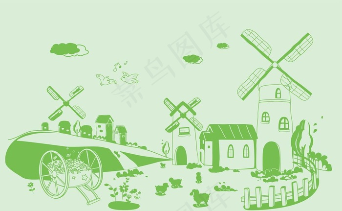 硅藻泥儿童房背景墙贴图片ai矢量模版下载