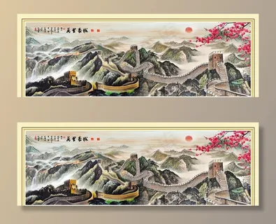 山水画 中式背景墙 装饰画 新图片