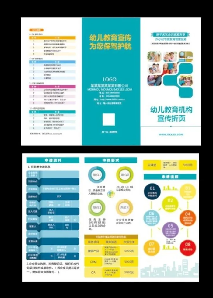 教育类三折页图片ai矢量模版下载