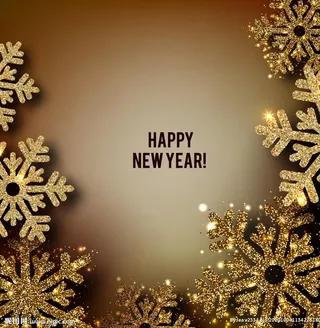 金色新年雪花图片