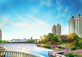 房地产湖景高铁洋房户外广告图片