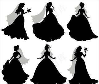 新郎新娘剪影图片