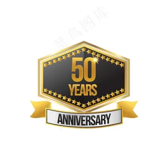 金色周年庆矢量麦穗徽章图片