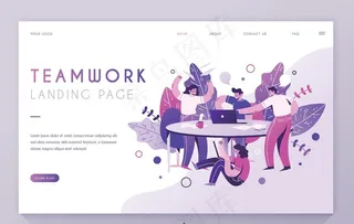 商务办公团队工作场景插画图片