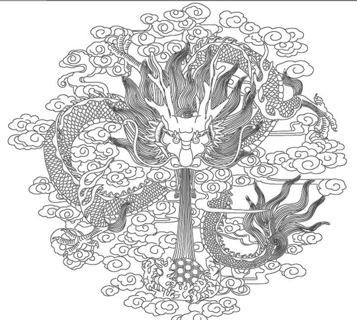 祥云龙线条图片ai矢量模版下载