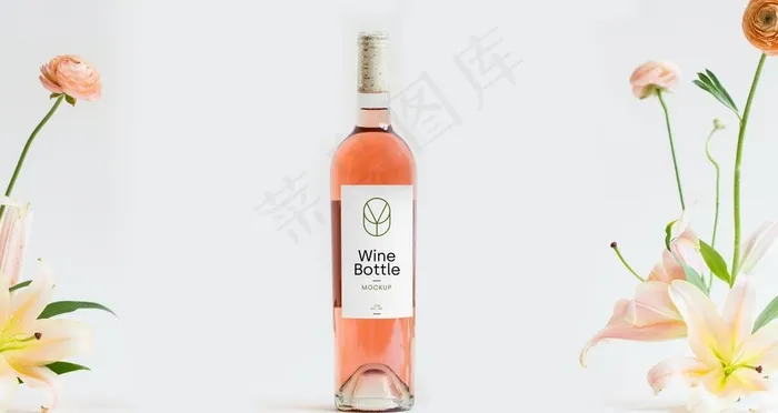 红酒瓶包装瓶贴样机图片psd模版下载