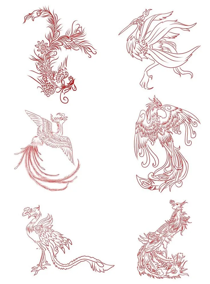 中国喜庆凤凰龙凤素材图片(3072x4107)psd模版下载