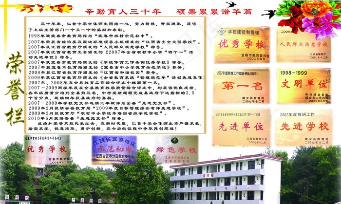 学校荣誉展板图片psd模版下载