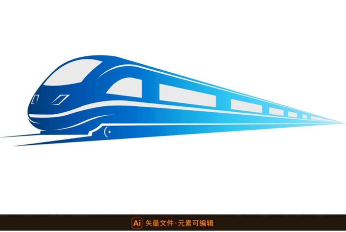 蓝色火车矢量素材图片