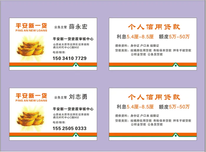 平安新一贷 名片图片cdr矢量模版下载