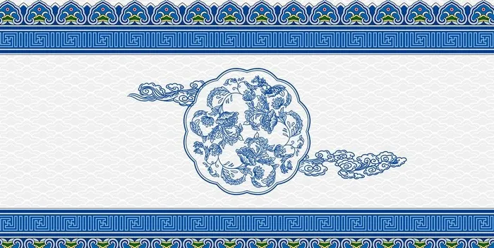 蓝色中式底纹背景图片