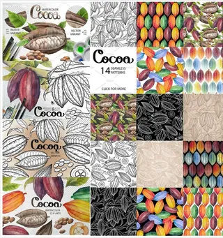 手绘可可水彩画印花图案图片