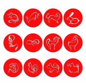 线条12生肖图片