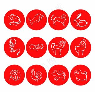 线条12生肖图片