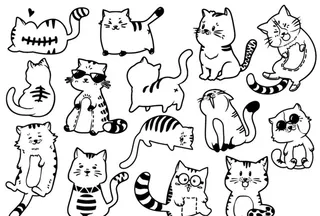 可爱有趣卡通猫涂鸦手绘矢量图案图片