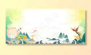 国潮中国风山海背景图片