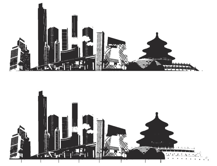 印象北京剪影图片ai矢量模版下载