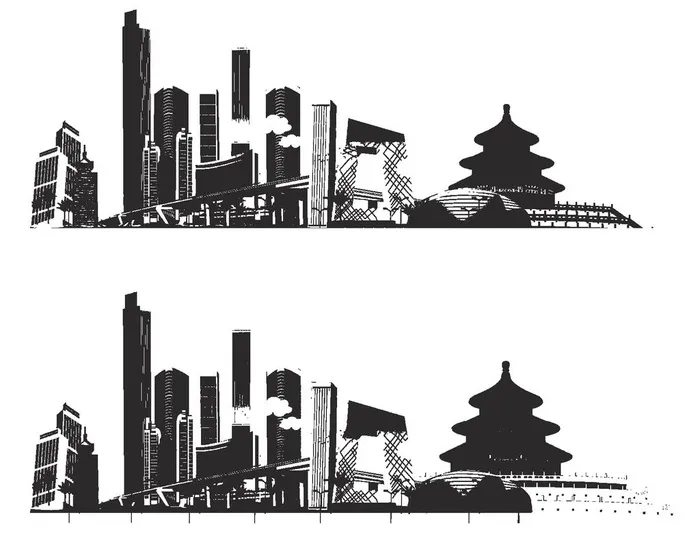 印象北京剪影图片ai矢量模版下载