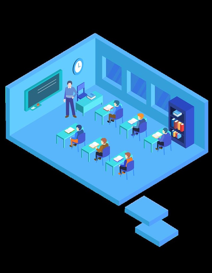 扁平2.5D教育上课插画图片