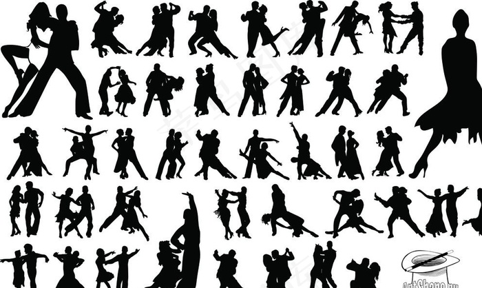 跳舞人物剪影图片