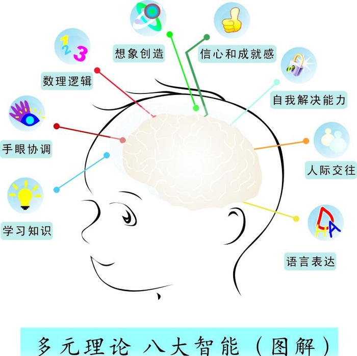 儿童大脑 多元理论 八大智能图片cdr矢量模版下载