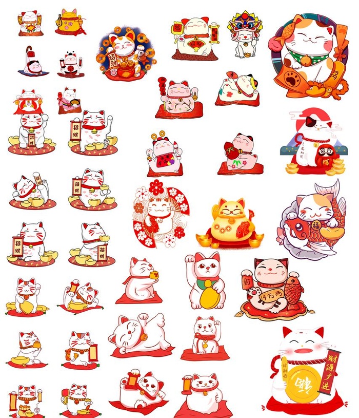 招财猫福猫素材图片(4134x4961)psd模版下载