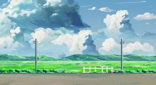 新海诚风格春天田野乡村公路图片