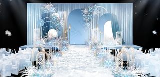 蓝色婚礼舞台效果图片