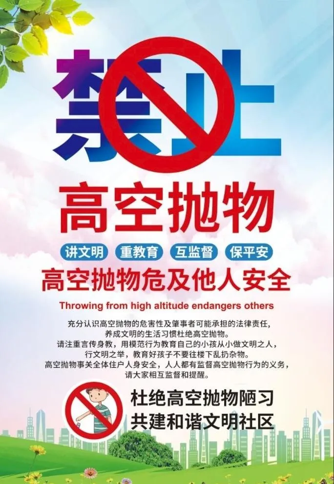 禁止高空抛物安全海报图片(3543x5315)psd模版下载