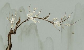 工笔花鸟背景墙装饰画图片