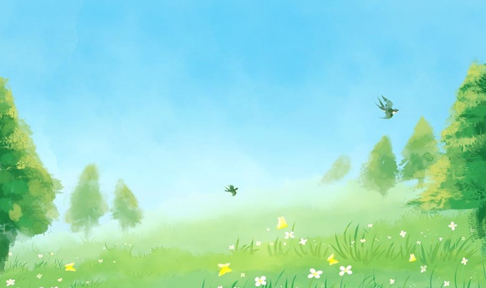 春天手绘绿色草地背景素材图片(4000x2500)psd模版下载