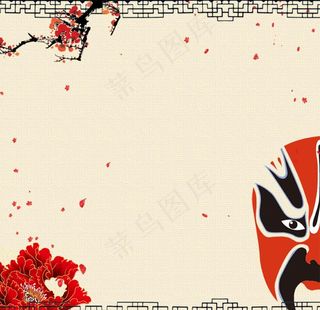 中国风复古花纹戏剧脸谱背景图片
