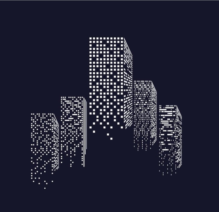 摩天大楼夜晚灯光矢量图素材图片