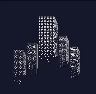 摩天大楼夜晚灯光矢量图素材图片