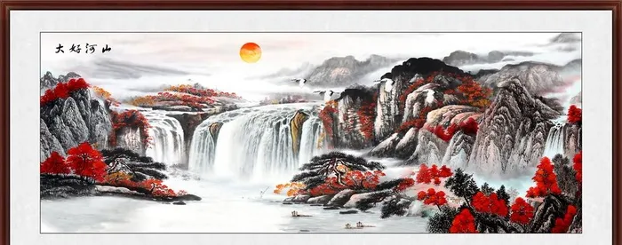 山水画图片(7087x3020)psd模版下载