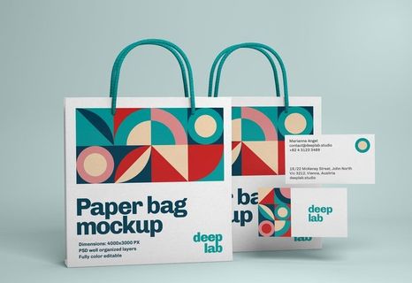 纸袋名片组合VI品牌样机图片