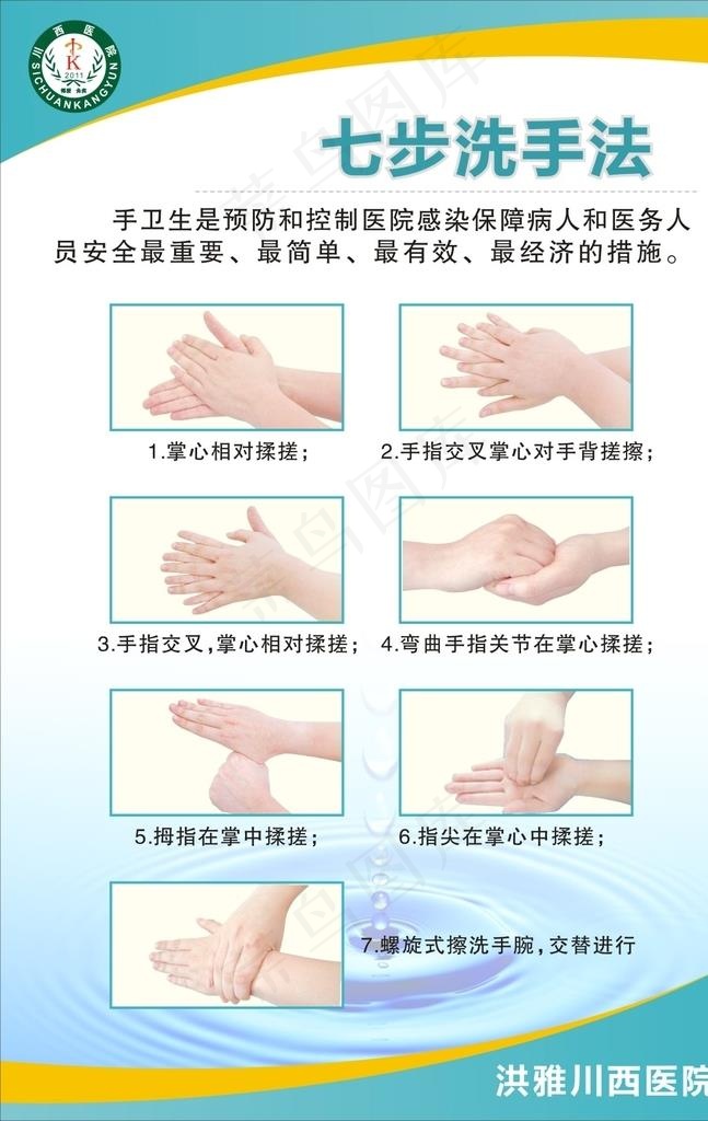 医院公共场所七步洗手法图片cdr矢量模版下载