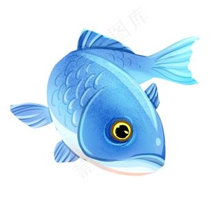 梦幻蓝色小鱼插画图片