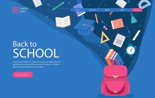 扁平化教育学习主题插画图片