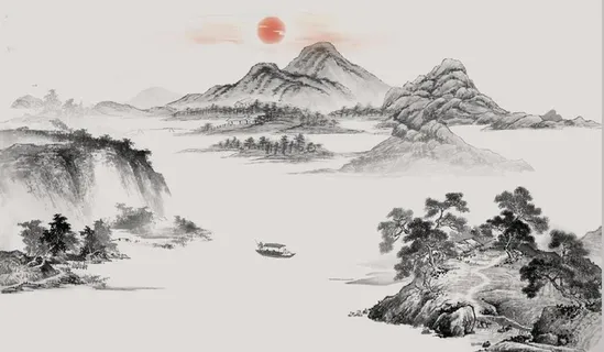 中式水墨山水国画电视背景墙图片 中式水墨山水国画电视背景墙图片