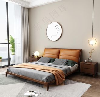 实木软包床图片